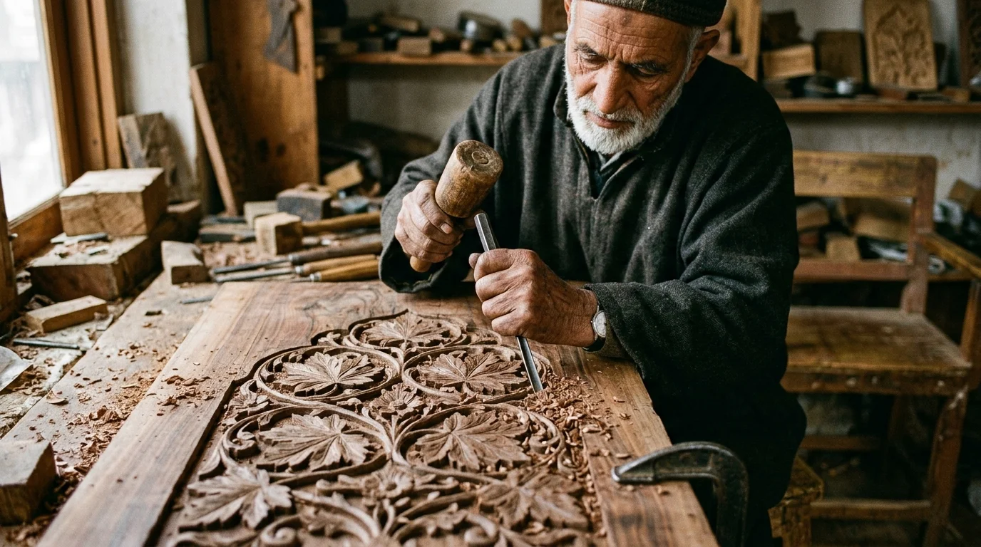 Kashmir Walnut Wood Carving Guide (2025/2026): Seasoned Heartwood vs Sapwood & Srinagar Prices